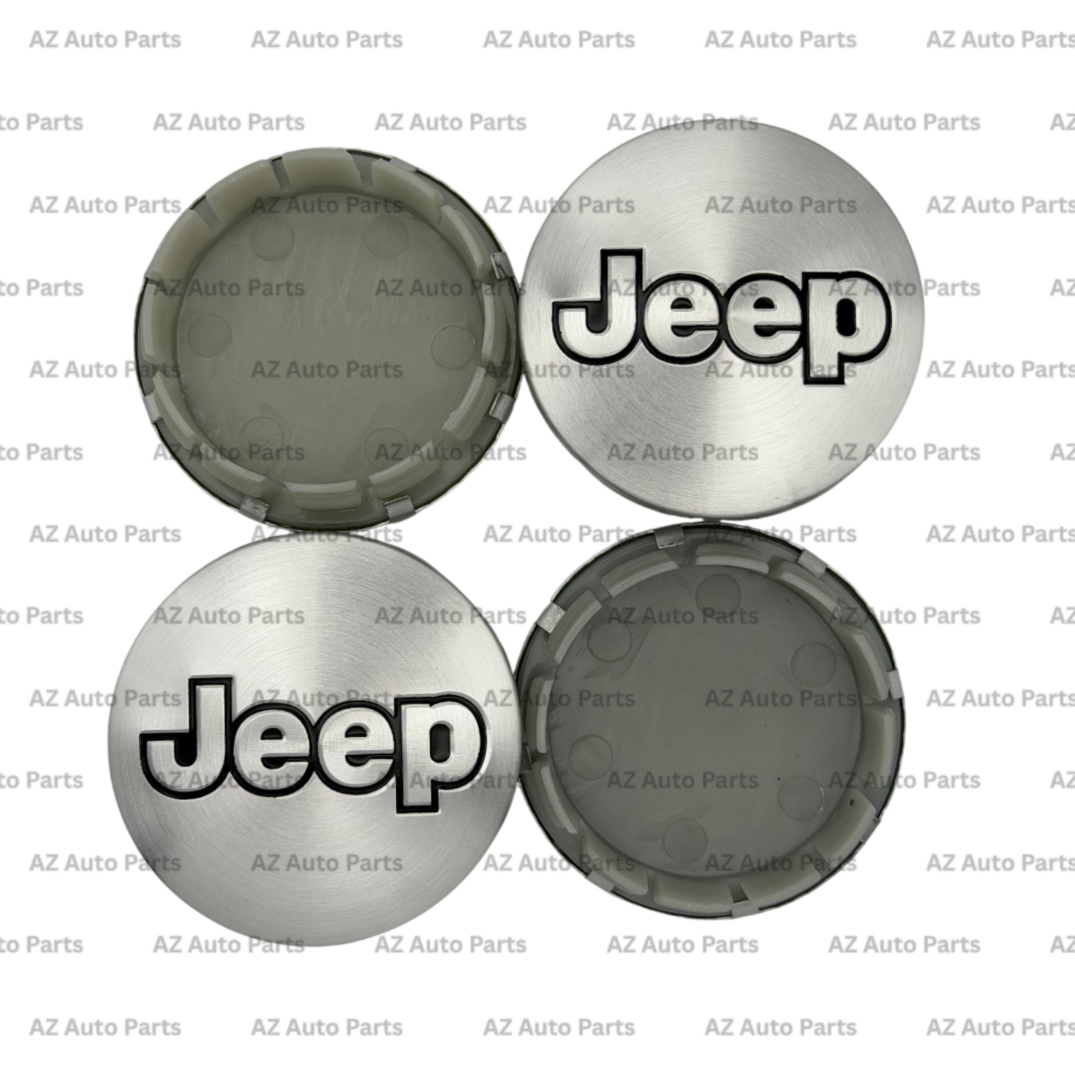 Set of 4 55mm Silver Wheel Center Caps Black Emblem for Jeep Fits Most Models