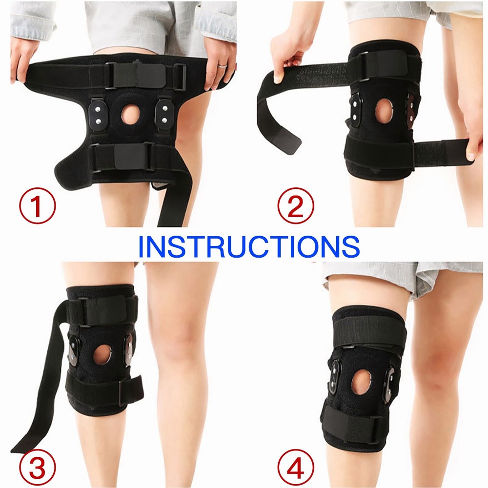 Knee Brace Hinged Compression Sleeve Joint Support Open Patella Stabilizer Wrap