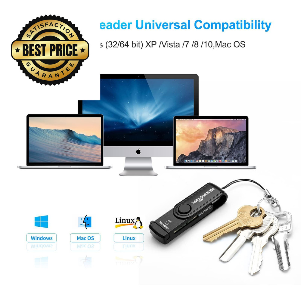 USB 3.0 SD Card Reader, Rocketek 2 Slots Memory Reader card reader