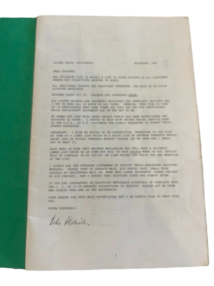 1984 Peter Morville Wholesale Stamp Packets Catalog - Disney & Worldwide