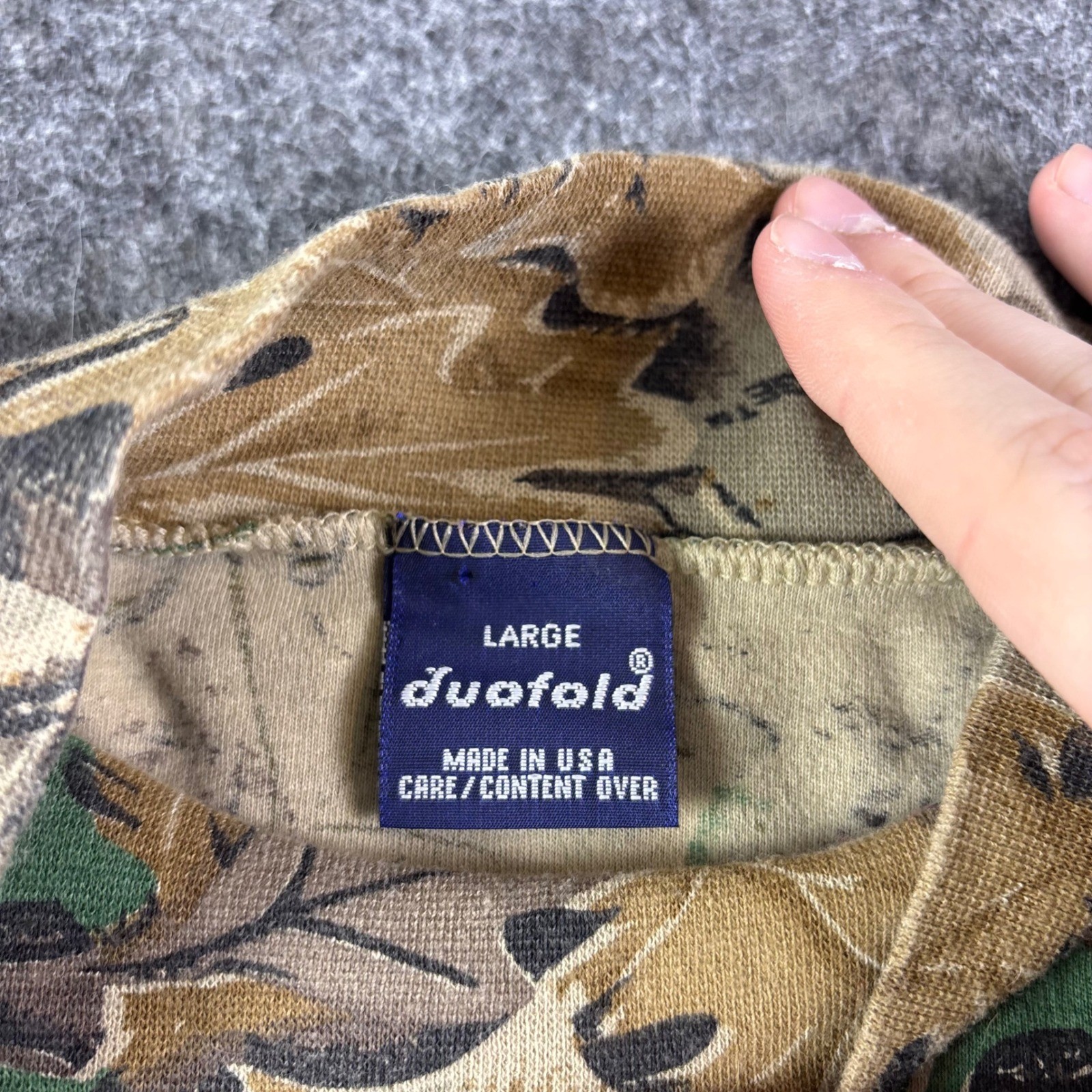 Duofold Camouflage Long Sleeve Mock Neck Shirt Men's Large Realtree Advantage