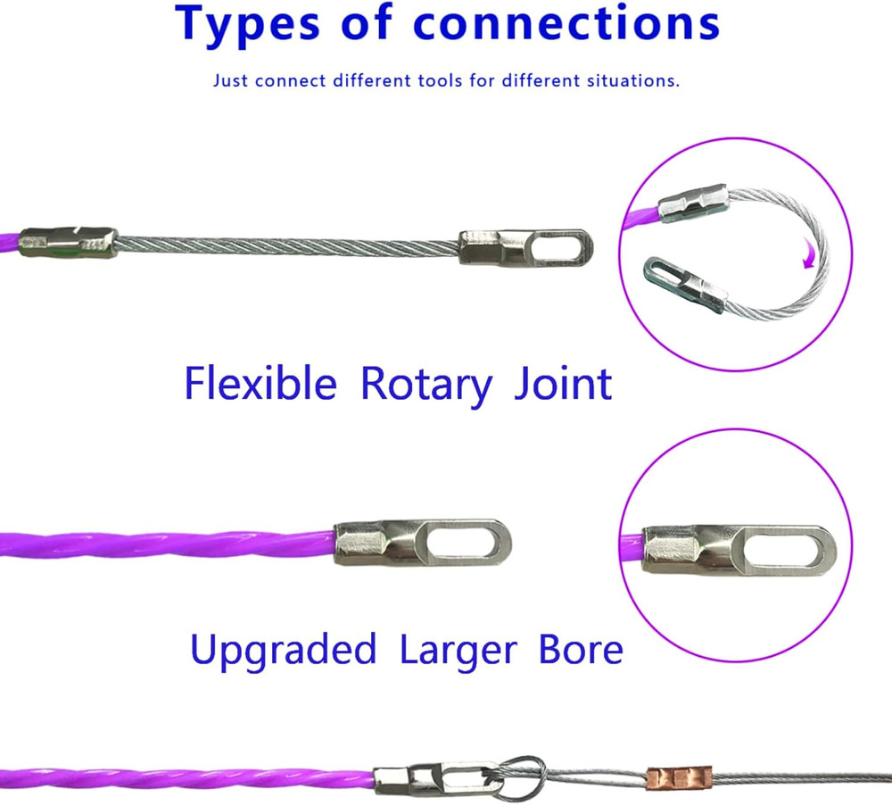 30M 100ft Fish Tape Cable Puller Kit Through Wall Wire Guide Device 4mm PET E...