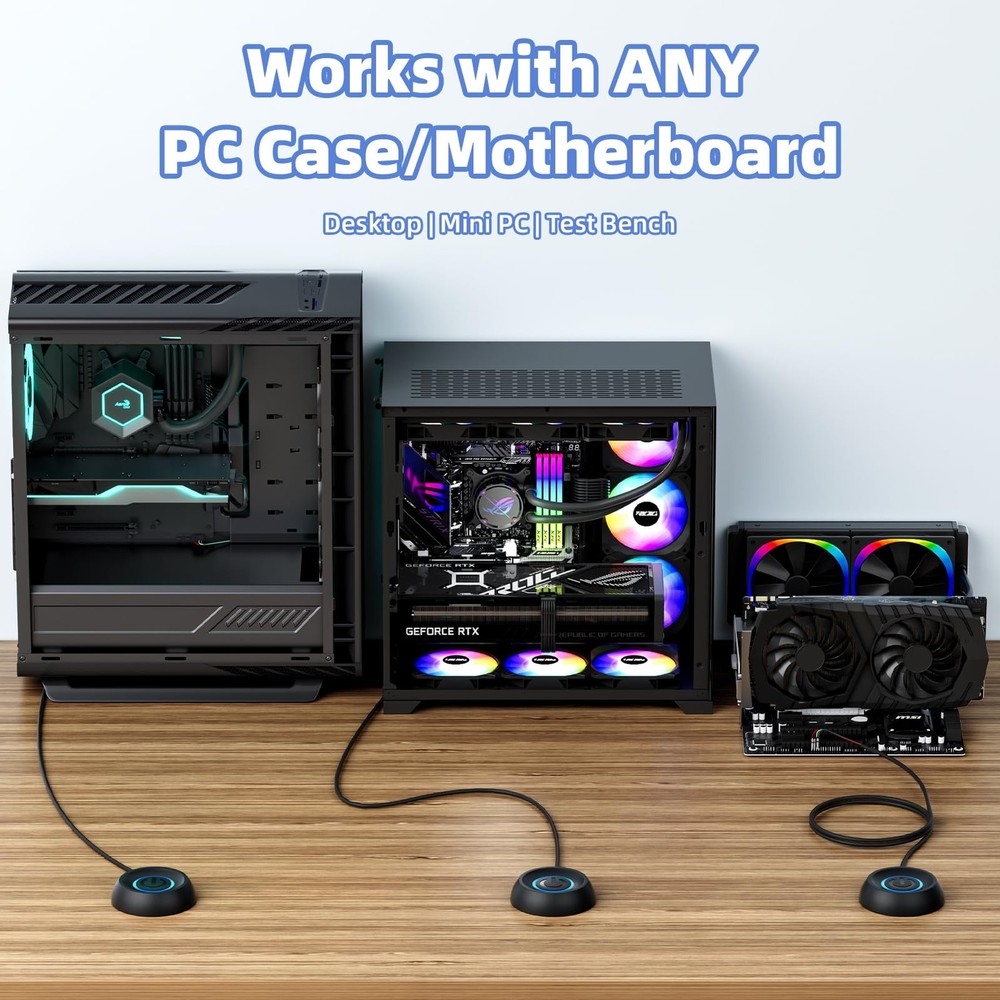 PC Power Button with 118" Cable - Desktop Computer External 118", BLACK