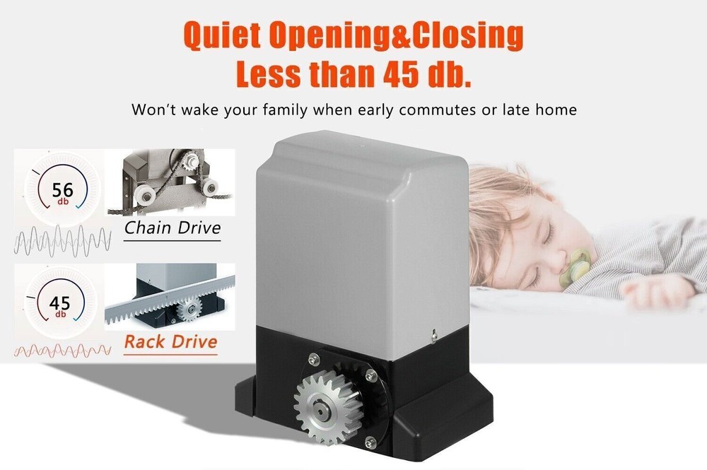 Automatic Sliding Gate Opener Rack Driven with 2 Remotes & Complete Kit 3968lbs