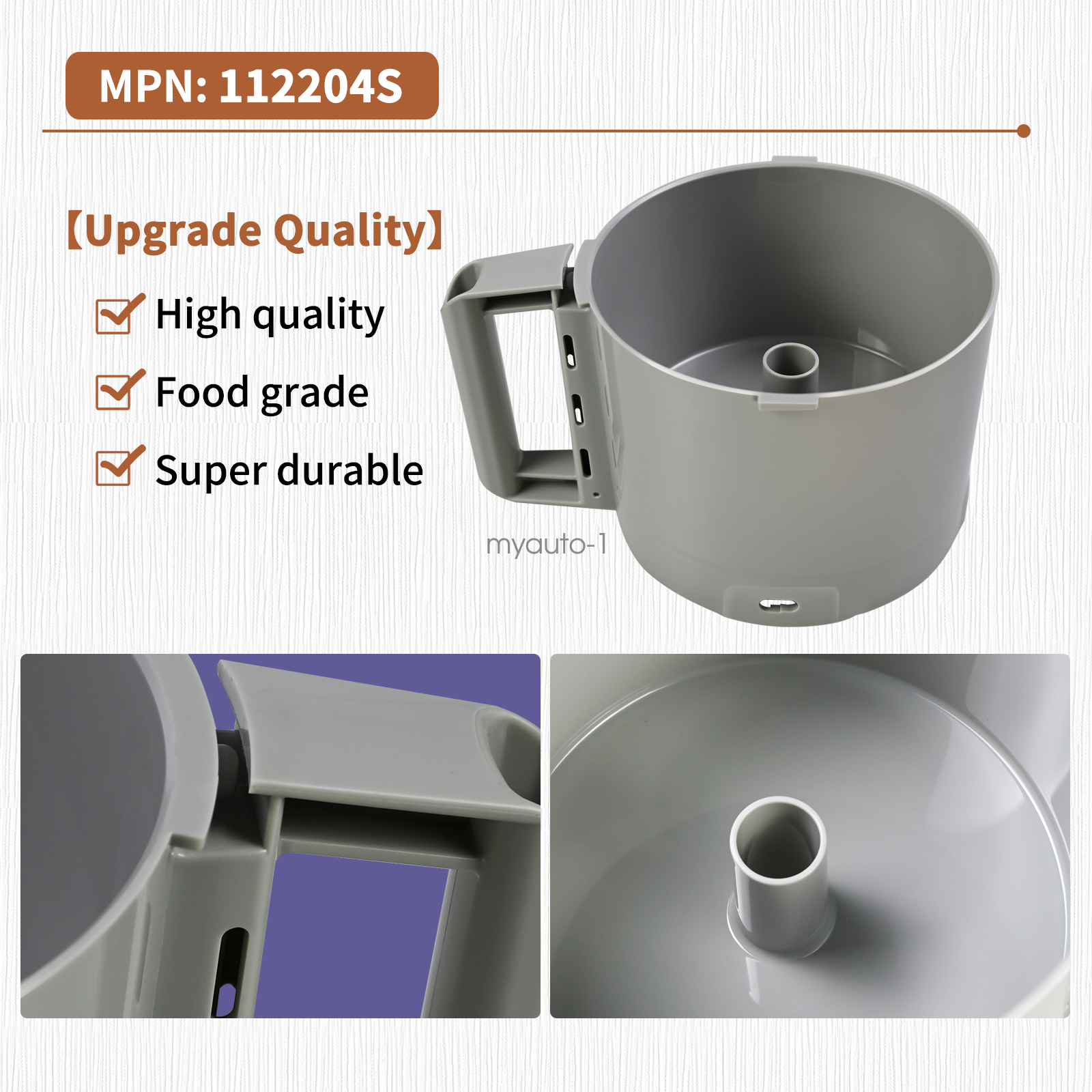 112204S Food Processor Gray Bowl 3 Quart compatible with Robot Coupe R2 3L Gb