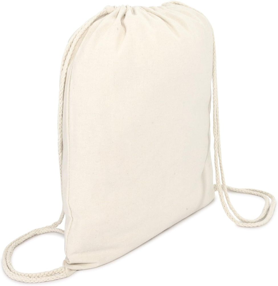 DALIX Canvas Drawstring Bag String Backpack Gym Mens Womens Natural