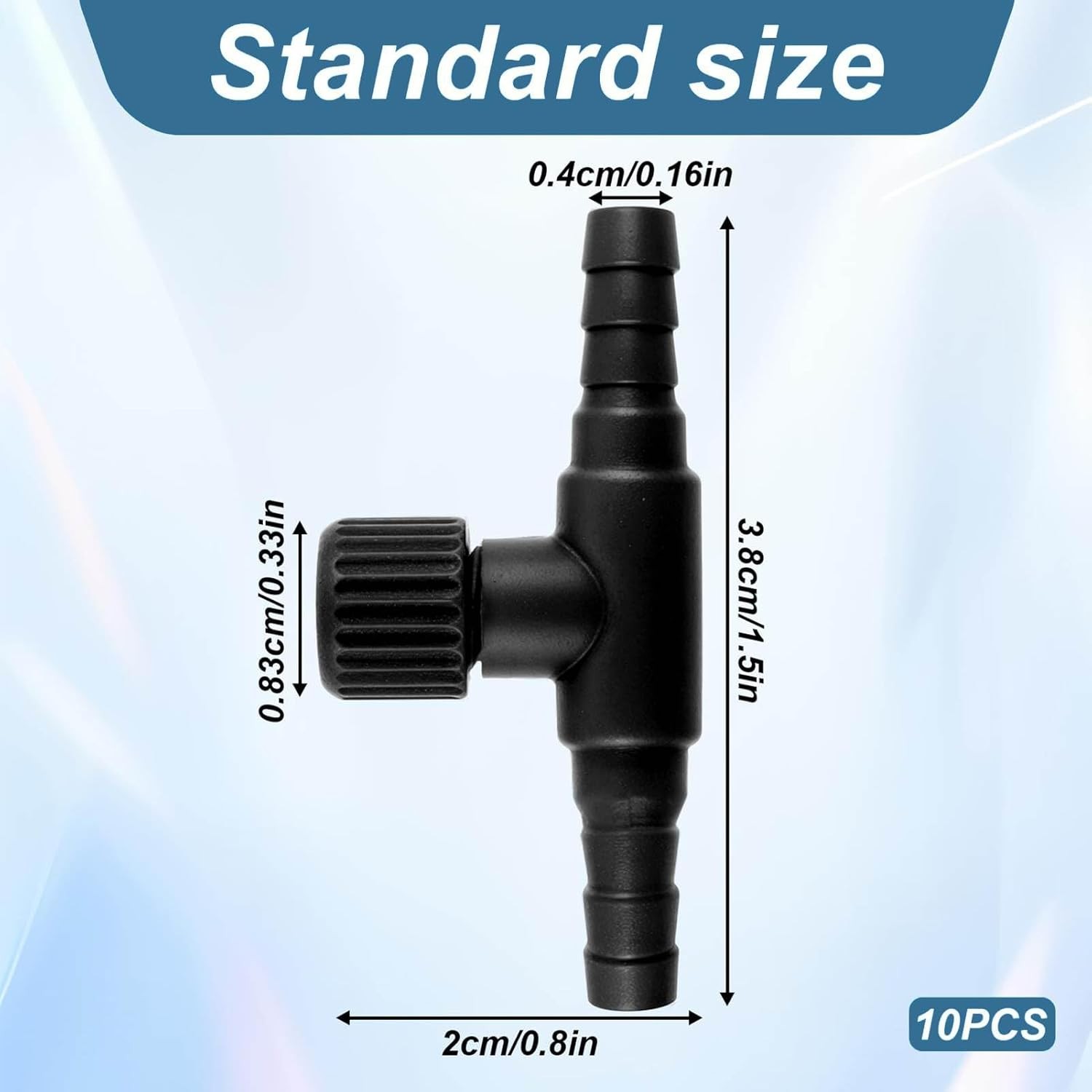 Aquarium Air Valve - 12 PCS Black 3/16" T Shaped for Airline Small,