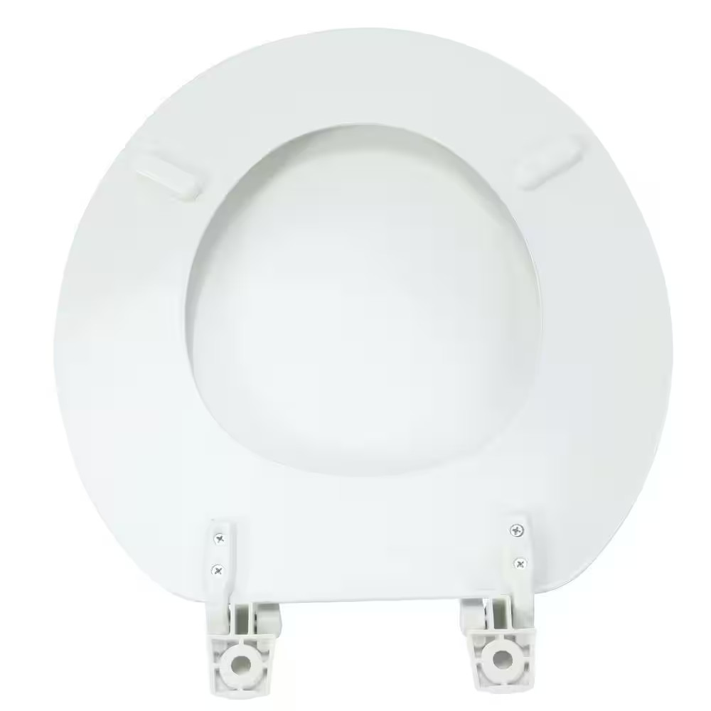 Round Enameled Wood Toilet Seat in White