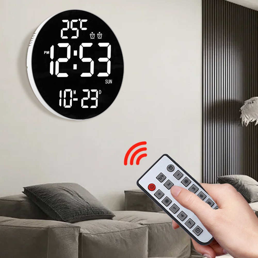 Digital Wall Clock, Digital ClockAdjustable Brightness Large LED DisplayAlarm CW
