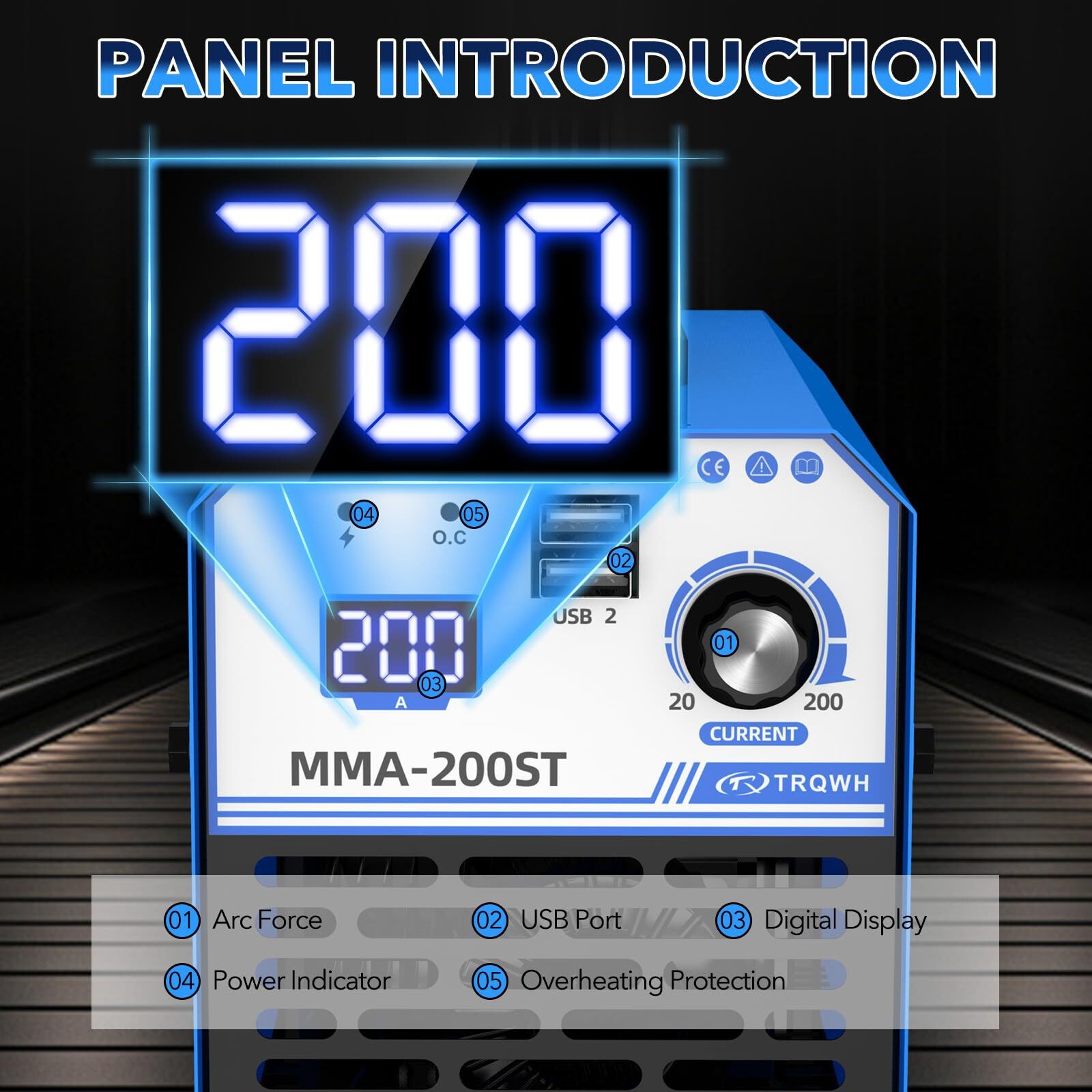 TRQWH 200A Portable Stick Welder 110V MMA ARC Welding Machine with IGBT Inverter