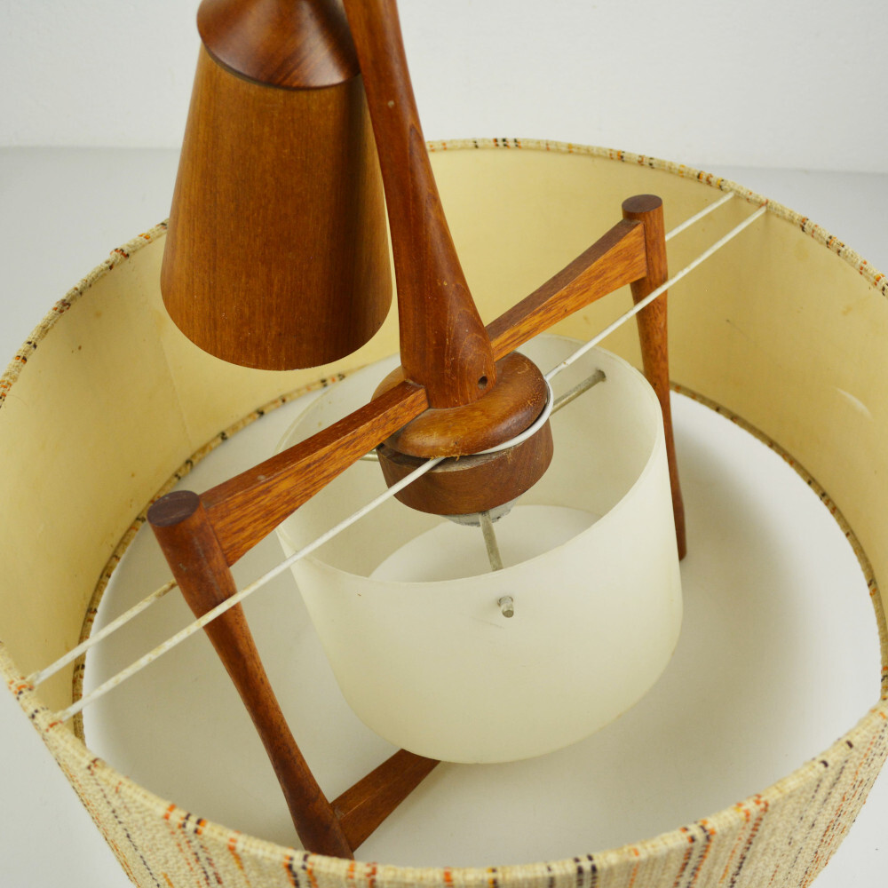 TEMDE Lights - Teak Ceiling Light - Vintage Ceiling Lamp Cable Pull Lampshade