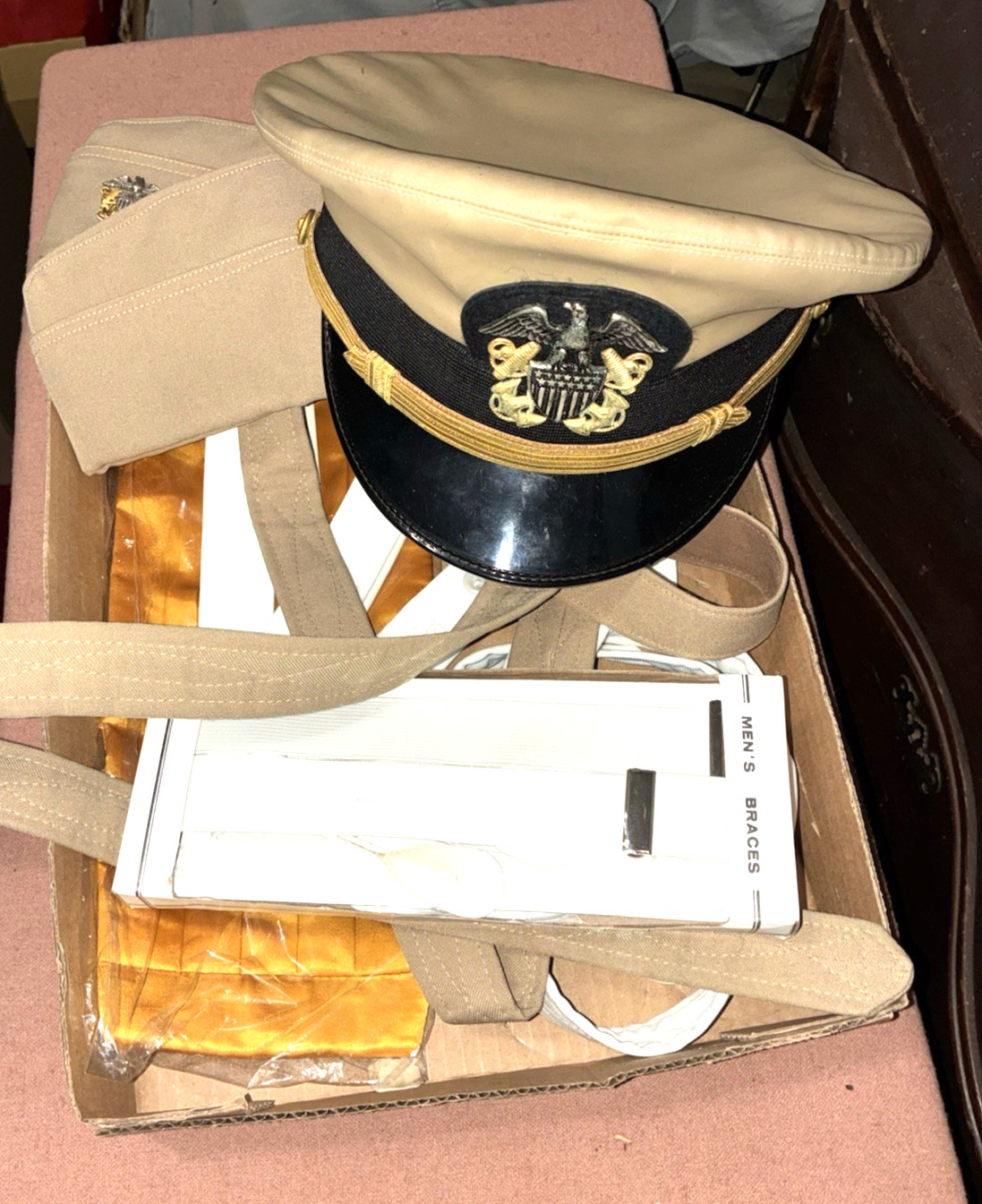 USN cap and mess dress accessories