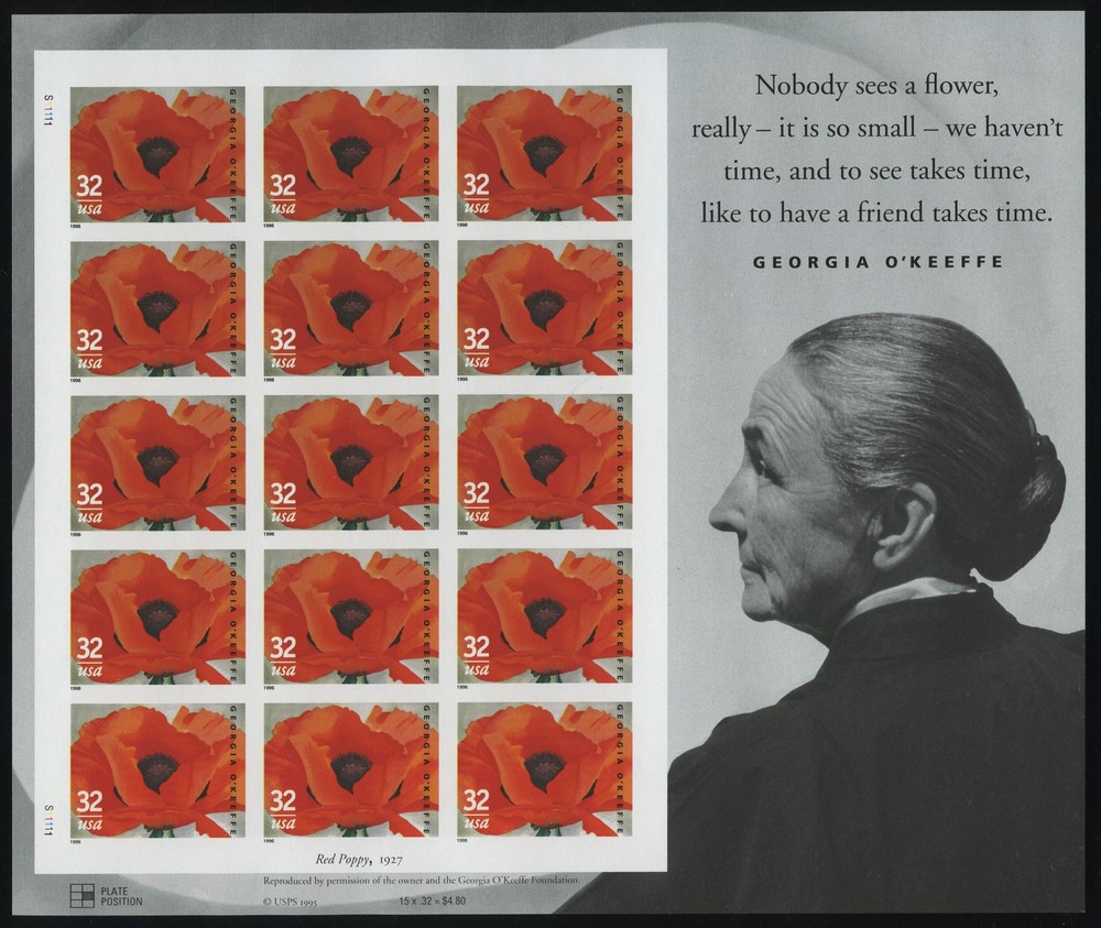 US #3069a  32¢ O'Keeffe imperf miniature sheet, VF NH
