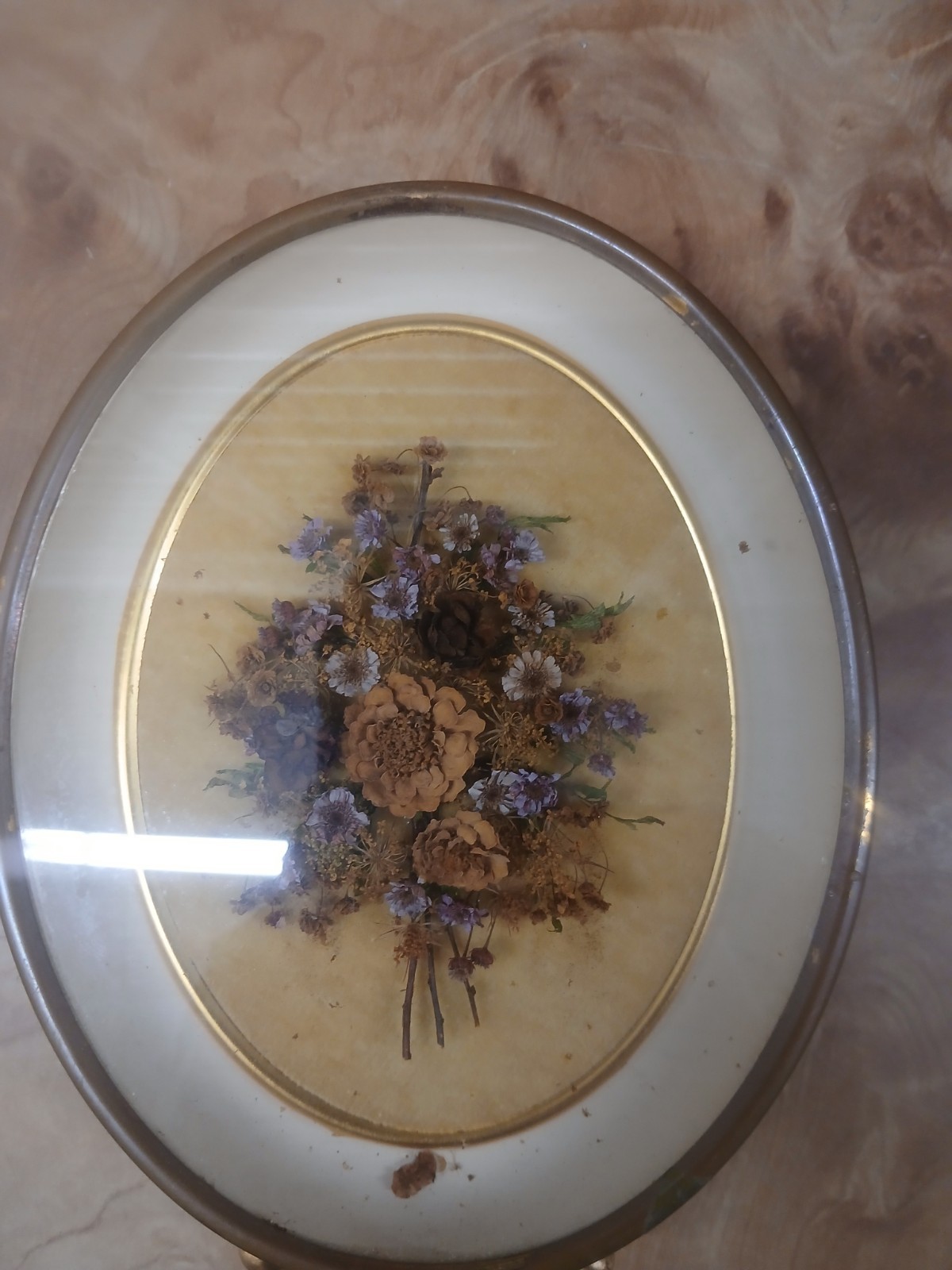 Framed Dried Flowers Home Decor... Vintage Oval 6"×8" Frame