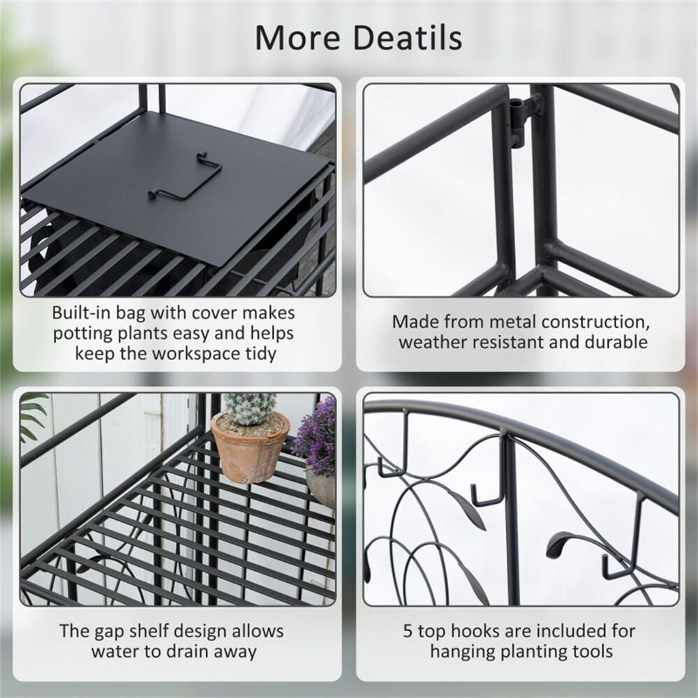 Garden Work Bench Open Shelf Storage Potting Table