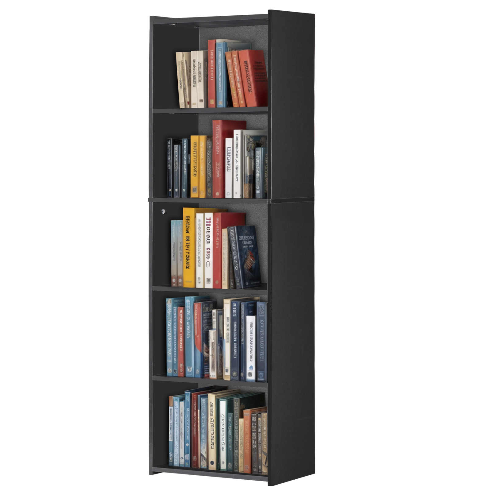 5-Tier Bookcase Freestanding Wood Open Bookshelf Storage Rack for Bedroom Black