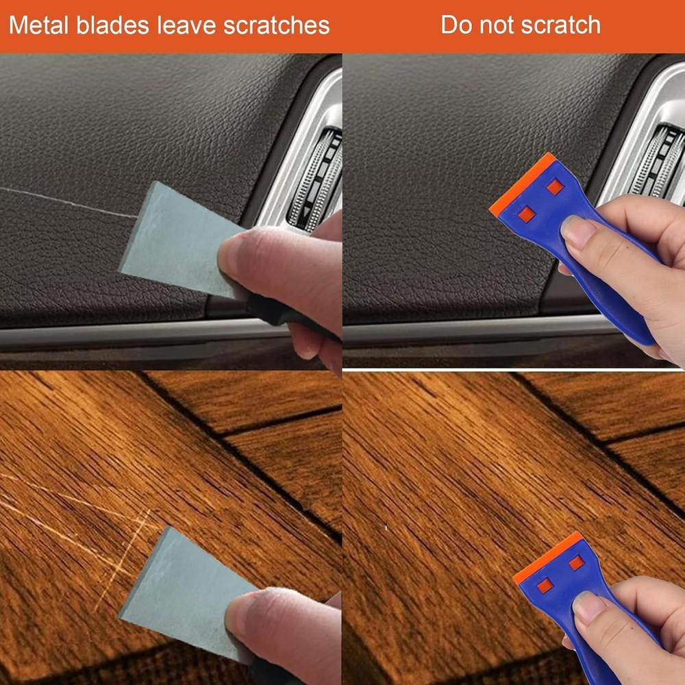 4pcs Plastic Razor Blade Scraper Tool 120pcs Plastic Blades Cleaning Scraper