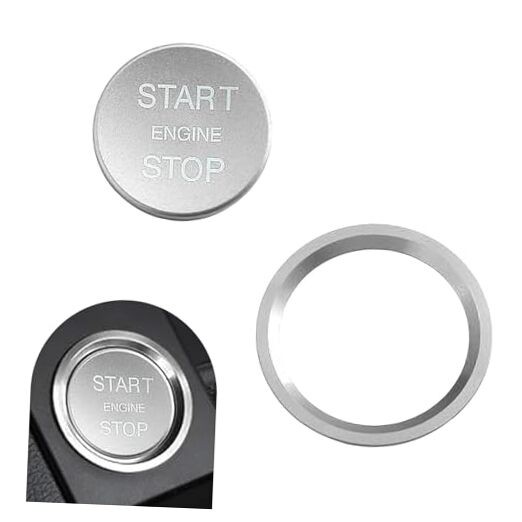 Car Engine Start Stop Push Botton Cover, Aluminum Key Ignition Switch Silver