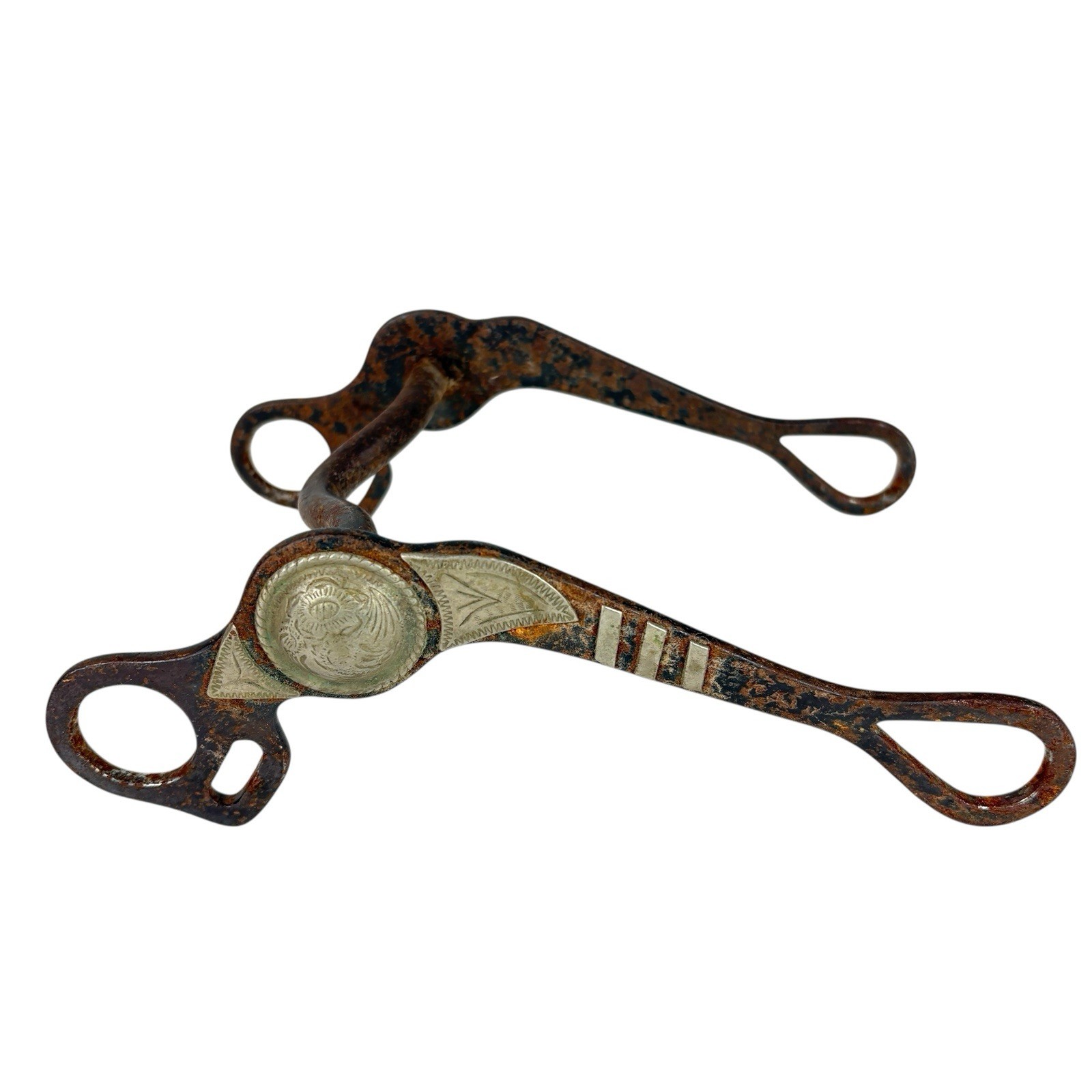 Engraved Silver Horse Show Bit Antique Vintage Western Decorative