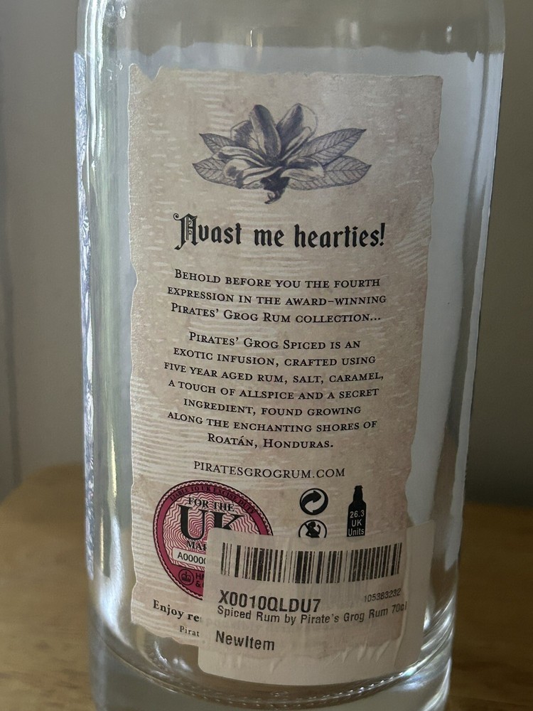 Empty Rum Bottle Pirates Grog