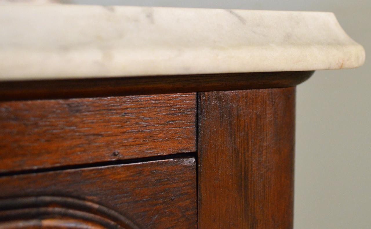 Antique Victorian Carved Pull Marble Top Commode #22539