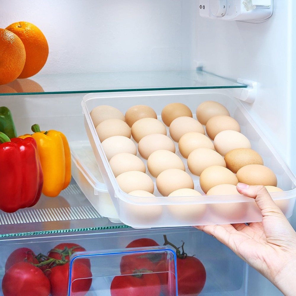 Egg Containers W/ Snug Tight Lids Clear Deviled Egg Carrier Tray Stackable
