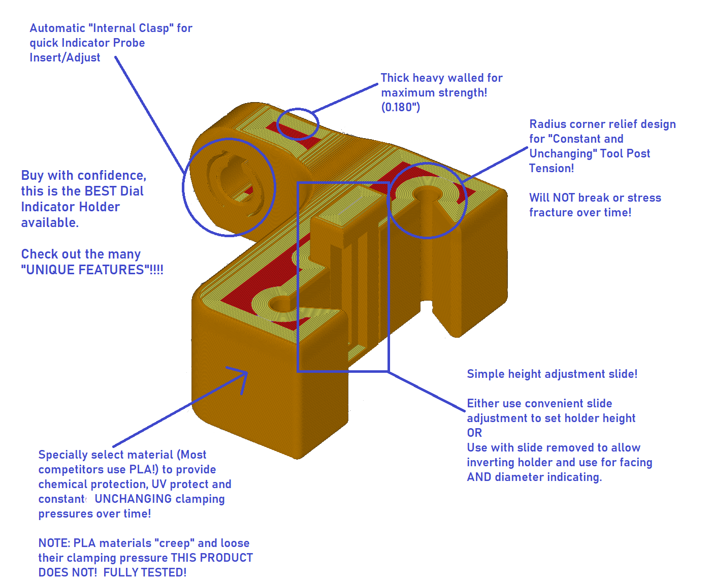 Lathe Dial Indicator "Holder ONLY" for OXA AXA BXA CXA CA Quick Change Tool Post