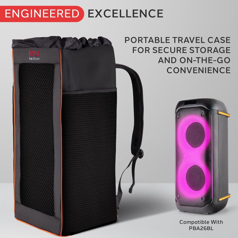 Pyle Portable Waterproof Speaker Bag with Adjustable Backpack Straps