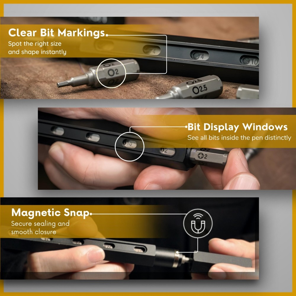 Mininch Tool Pen Premium | Precision Multitool Screwdriver Pen Set Portable Bit