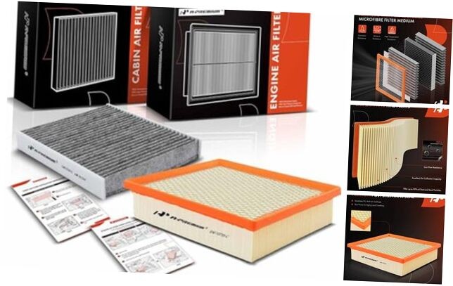 2-PC Engine & Cabin Air Filter with Activated Carbon Compatible with Lexus