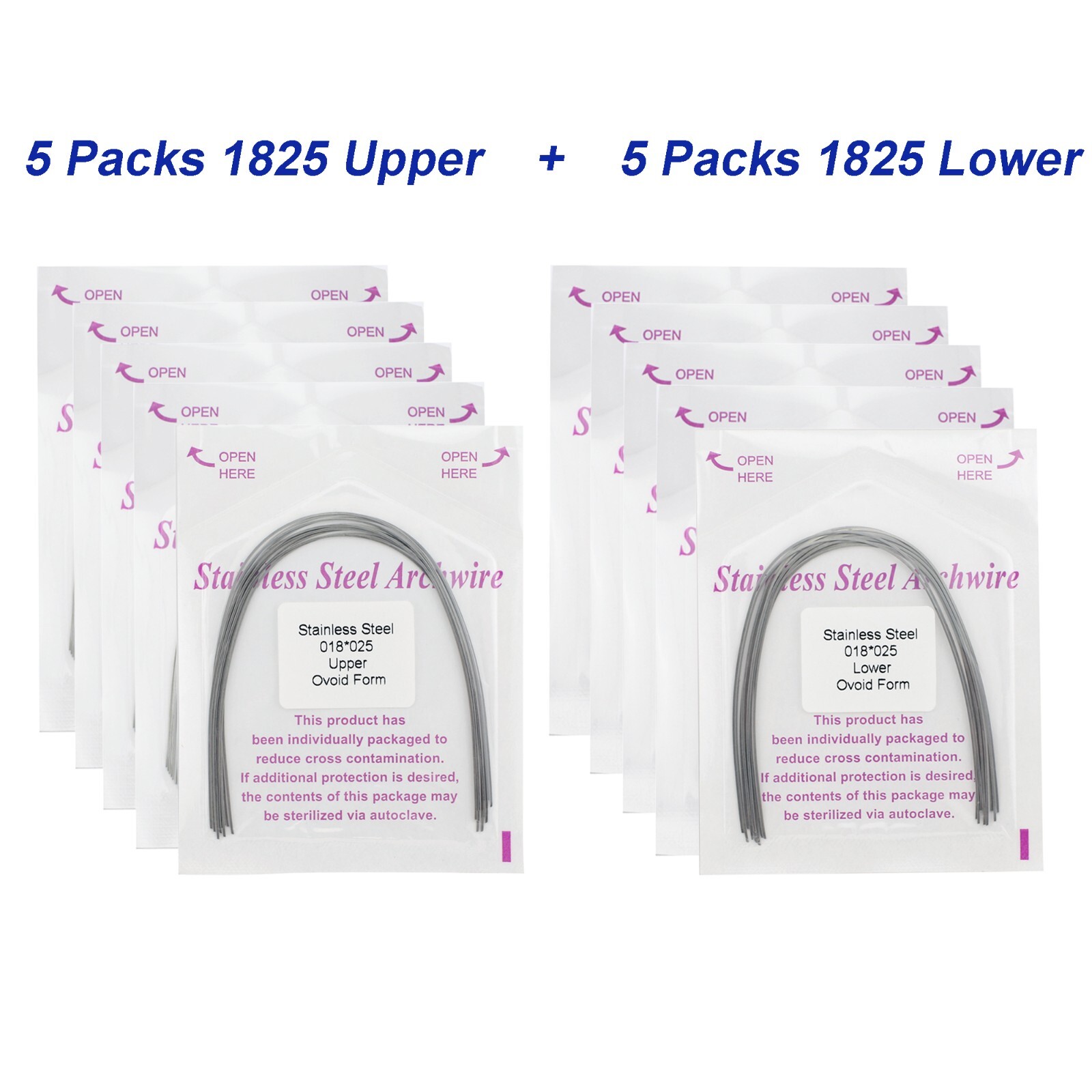 100Pcs Dental Orthodontic Arch Wire NiTi Stainless Steel Ovoid Round Rectangular