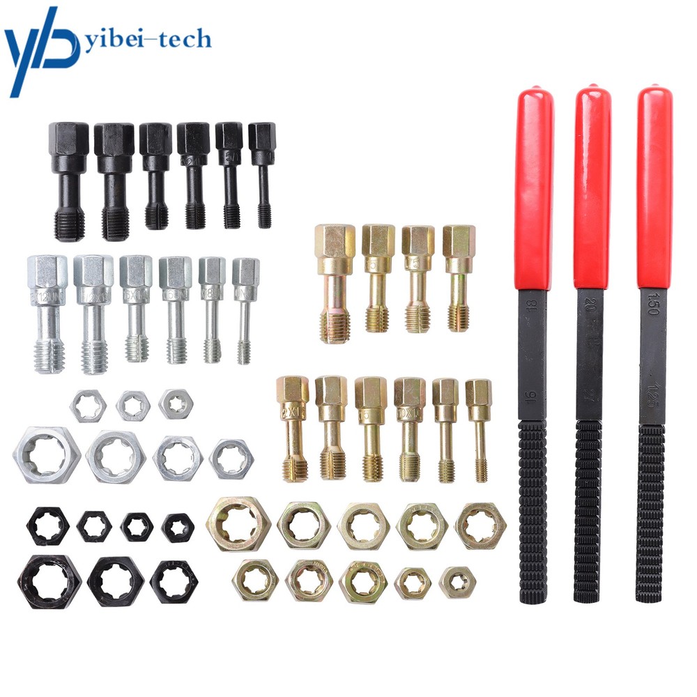 49Pcs Thread Chaser Set UNC UNF Metric Thread Restorer Tool Rethreading Kit