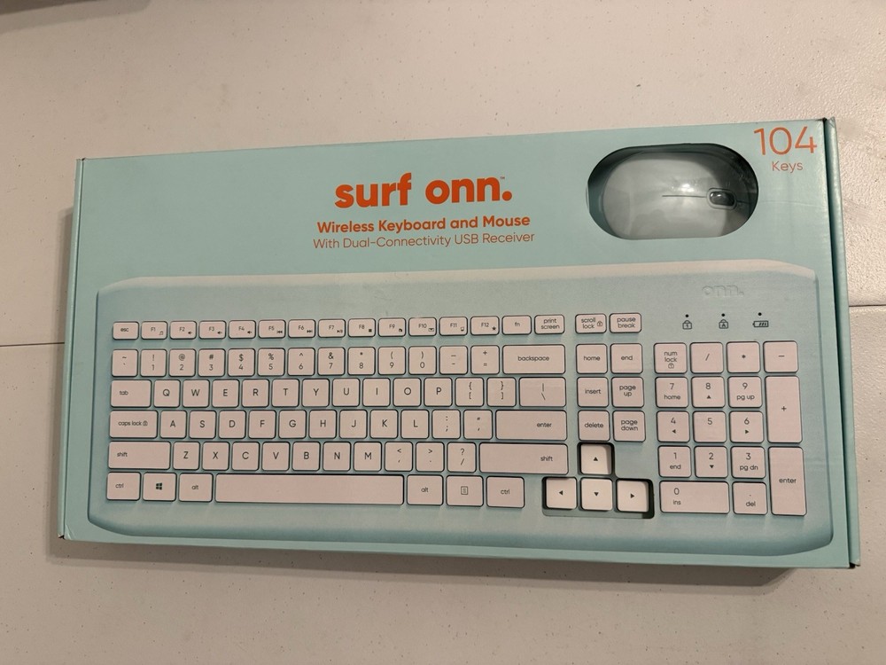 onn Wireless Keyboard & Compact Mouse Dual Connectivity 2.4GHz