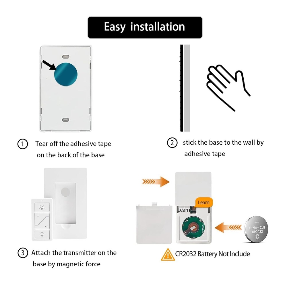 Smart Remote Light Switch, 2 Remotes for Multi-Location Control, Works with Alex