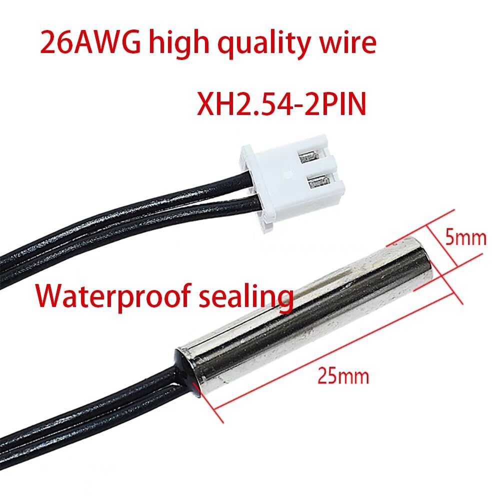 5PCS NTC 10k Thermistor Temperature Sensor Probe 3 Meter Waterproof Temp Sens...
