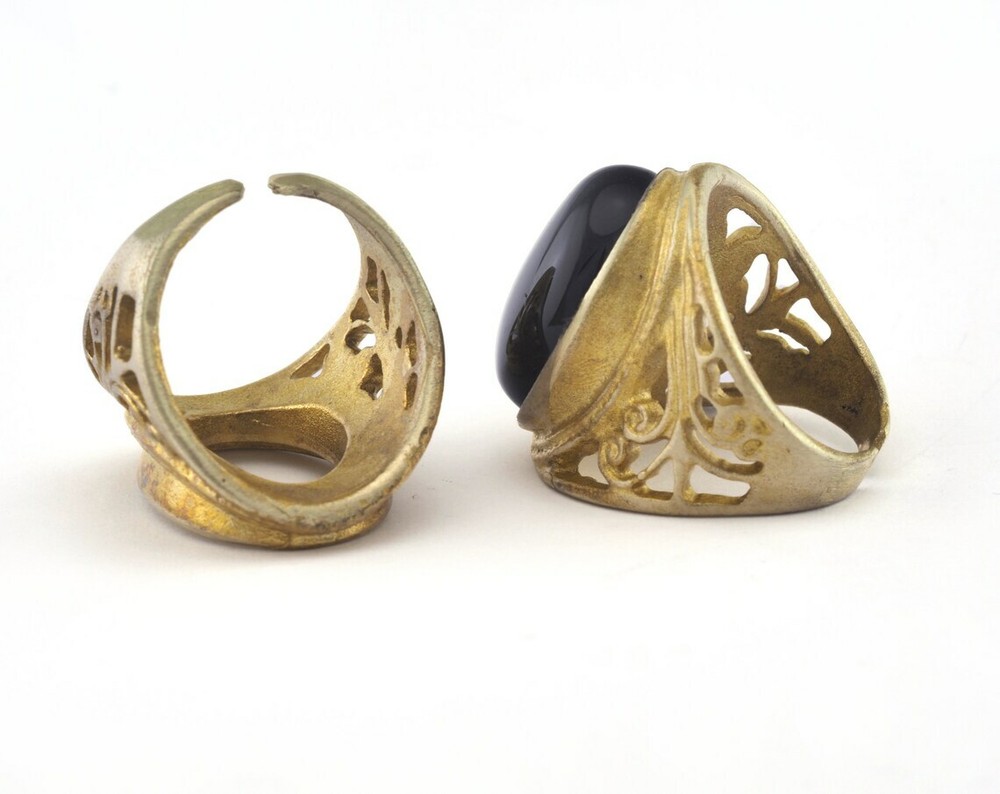 Ring Adjustable Ring Bezel - Raw brass 18mm 7.5US inner size - Adjustable 2840