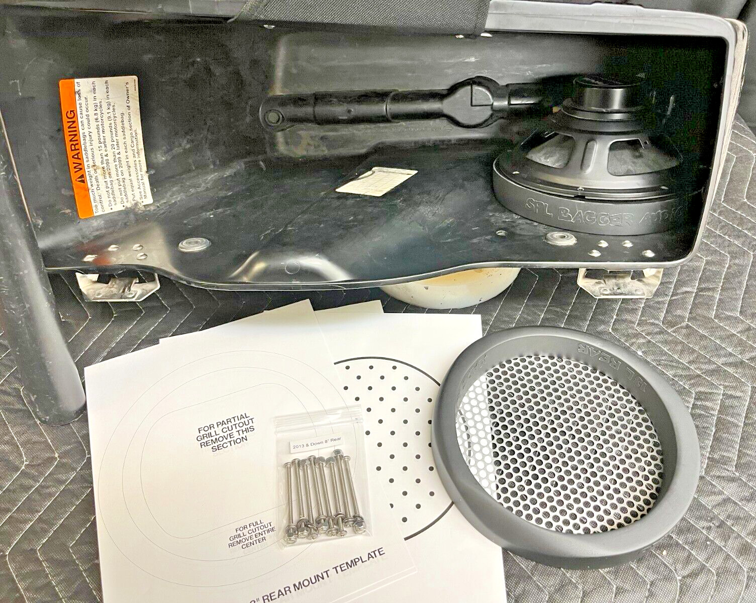 8" Rear Harley Saddlebag Speaker Mounting Ring Adapters w/GRILLS 1994-2013