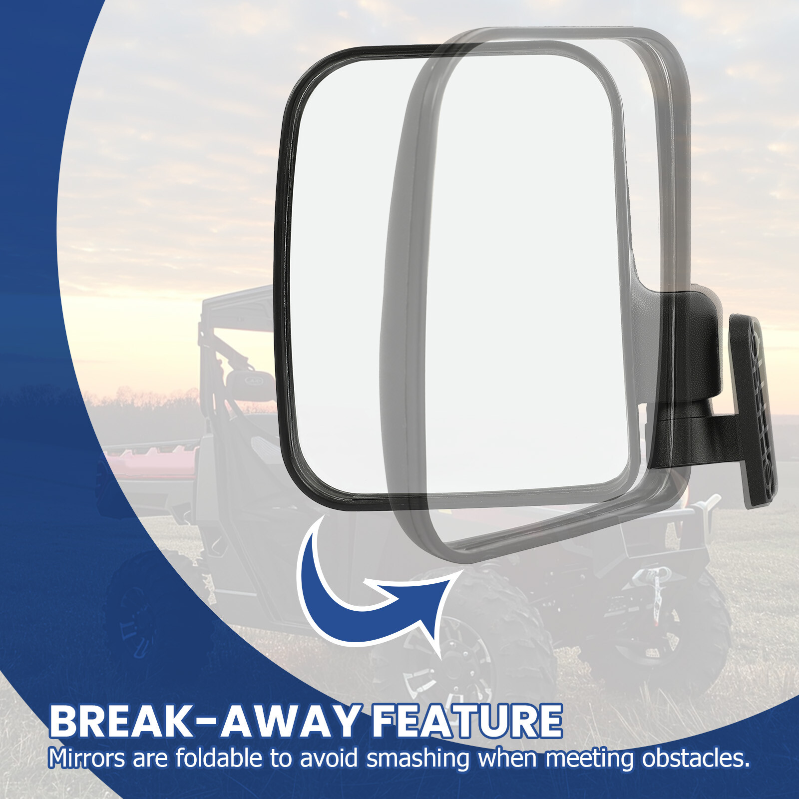 For Polaris Ranger XP 900 2013-2019 Pair (LH+RH) Side Rear View Mirror Set