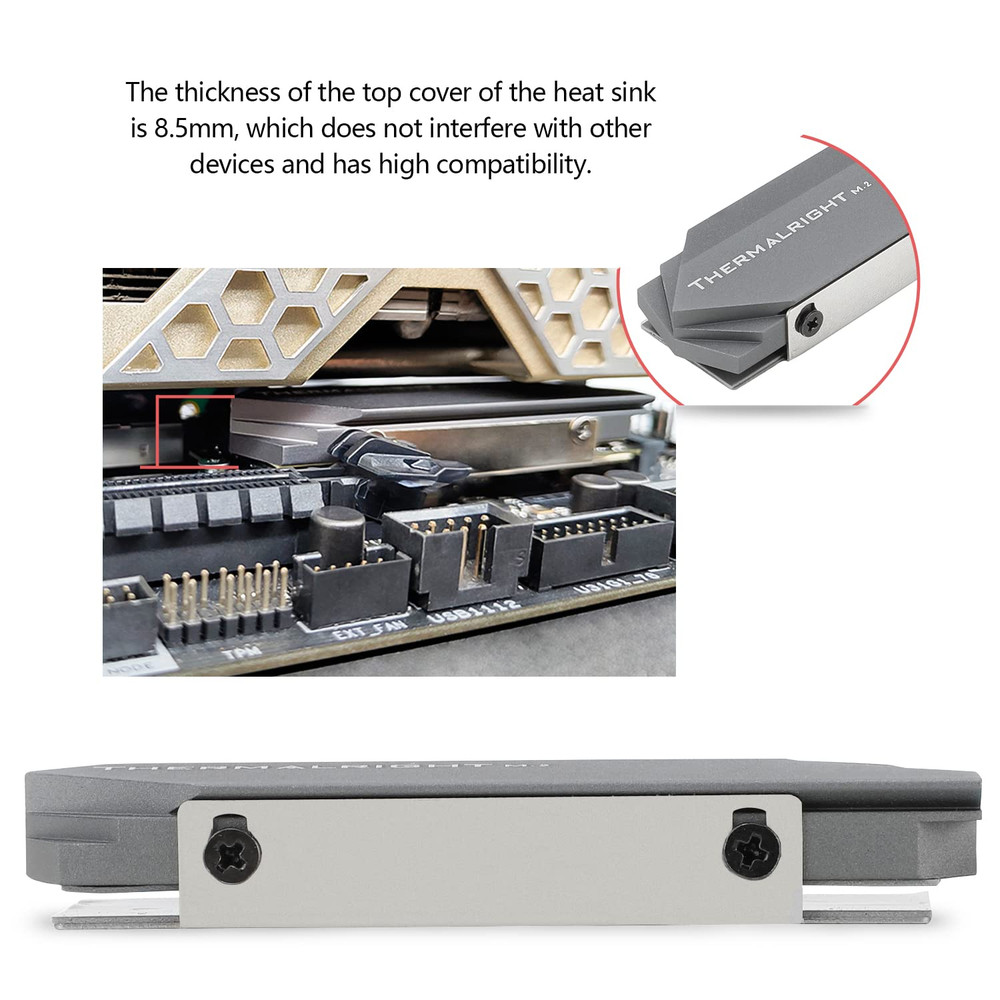 M.2 2280 SSD Heatsink, High Performance Double Side Thermal Pad