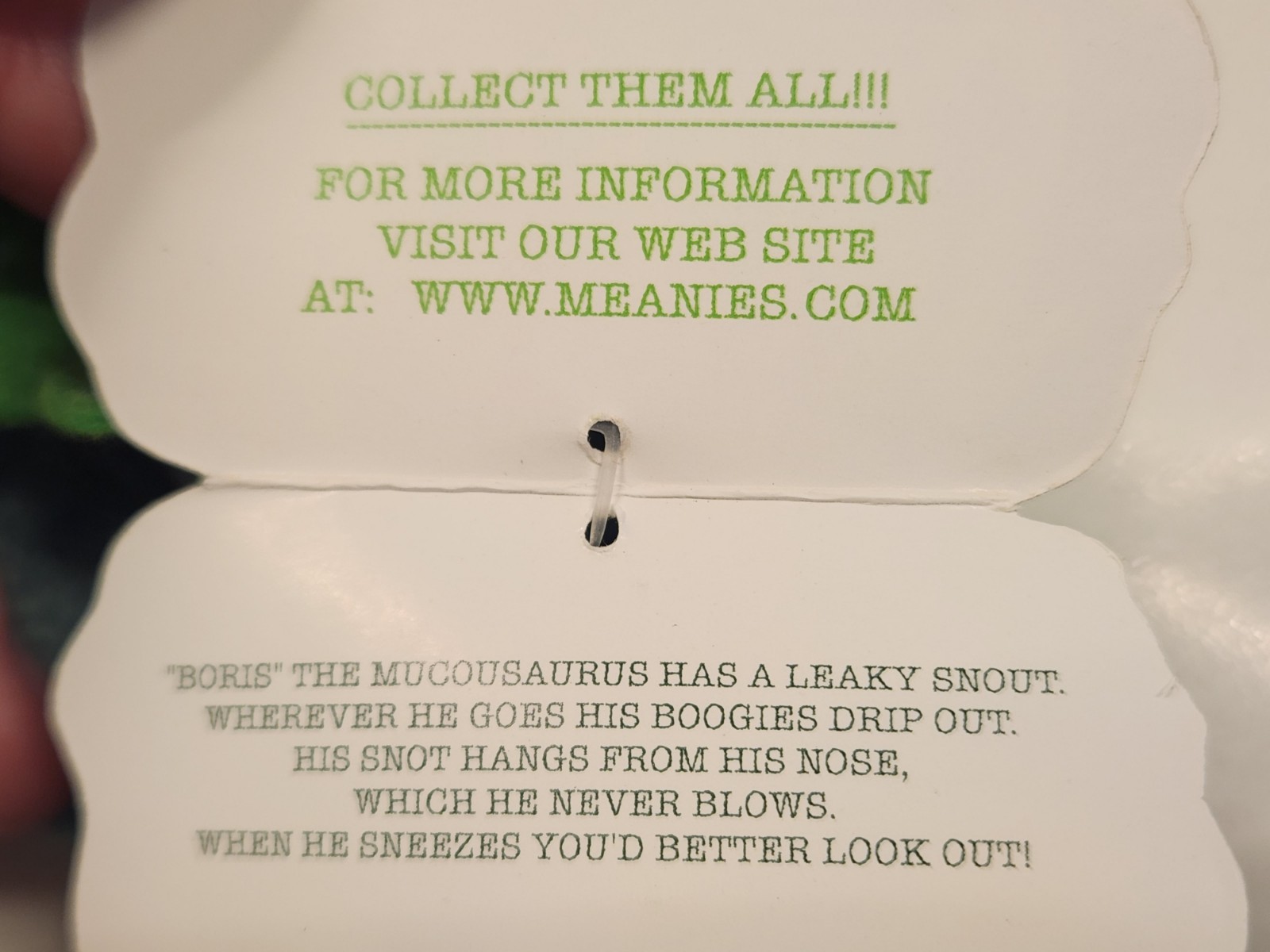 Boris the Mucousaurus Meanies Series 1 7" Plush 1997 Idea Factory Godzilla Spoof