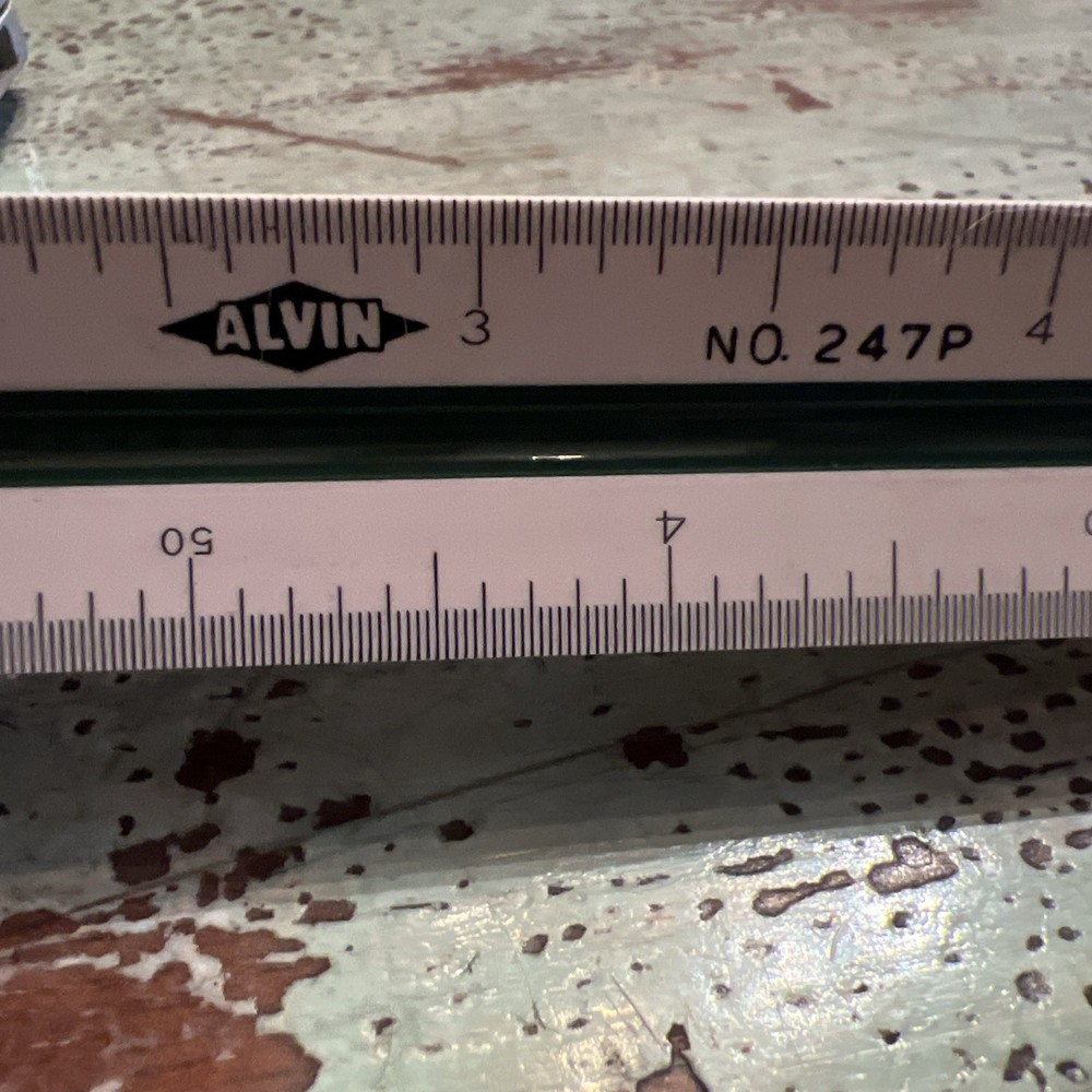 Alvin 247P 12" Triangular Drafting Engineer Scale Ruler Tri-Color EUC