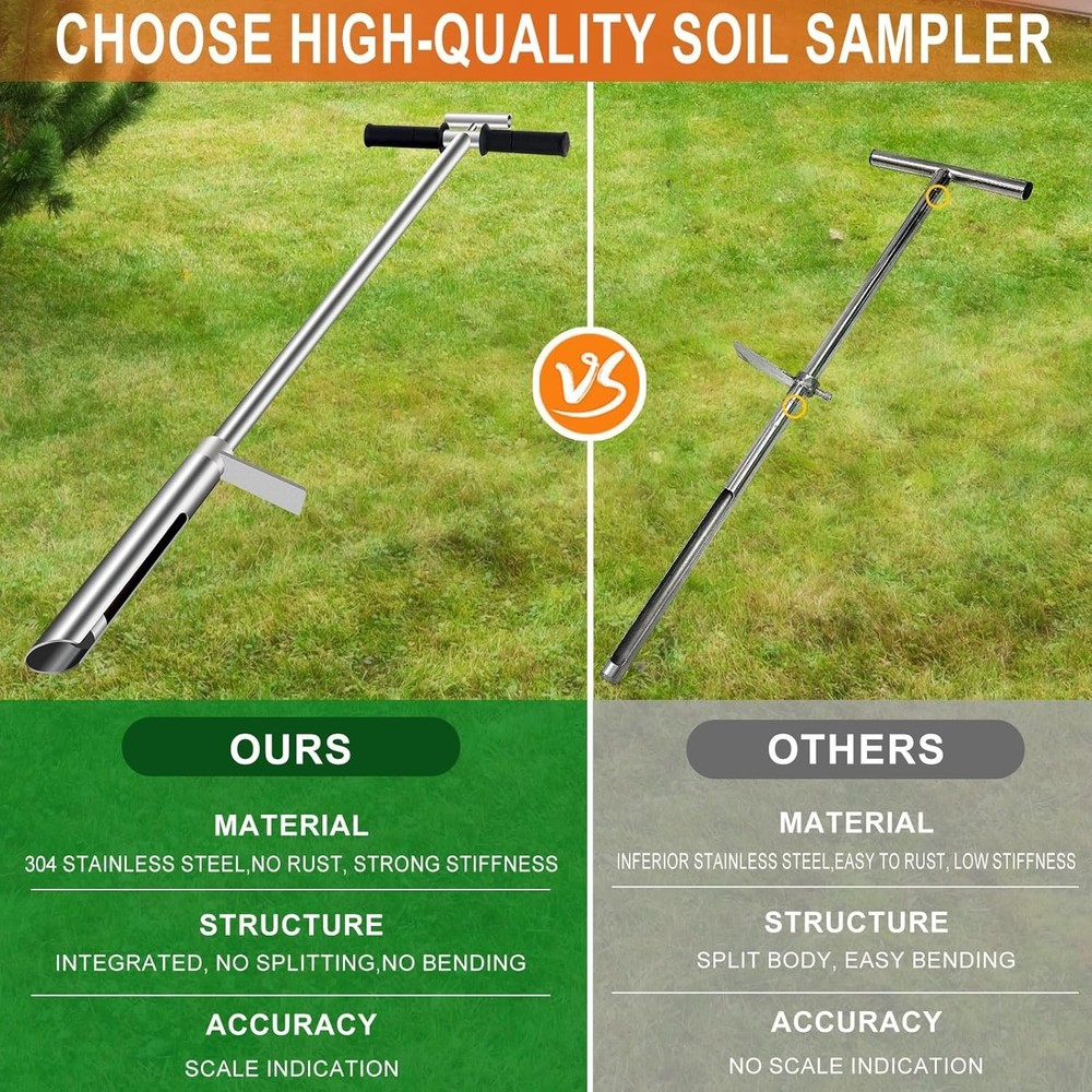 40-Inch Soil Sampler Probe - Easy Soil Extraction with Ejector & Foot Pedal