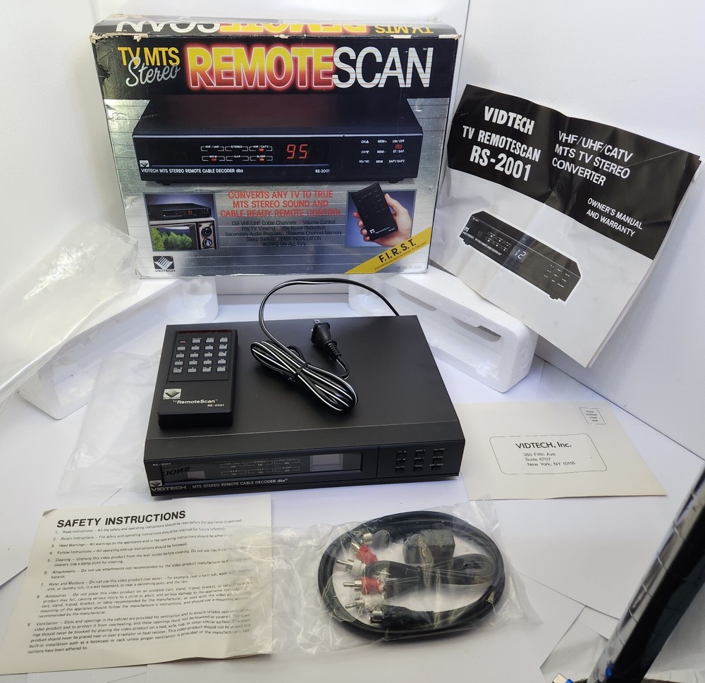Vidtech MTS Stereo Remote Cable TV Television Decoder DBX RS-2001 Brand New