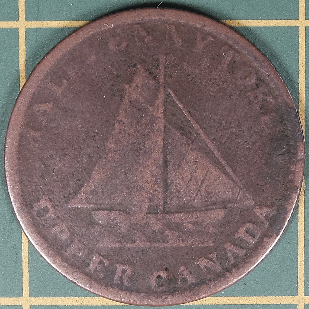 1833 Upper Canada halfpenny token UC-12B2
