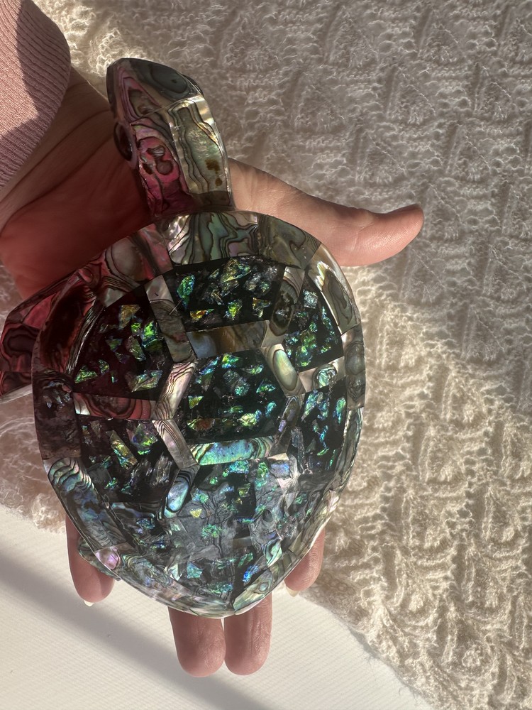 NEW LARGE ABALONE SHELL TURTLE STATUE HANDMADE IN MEXICO