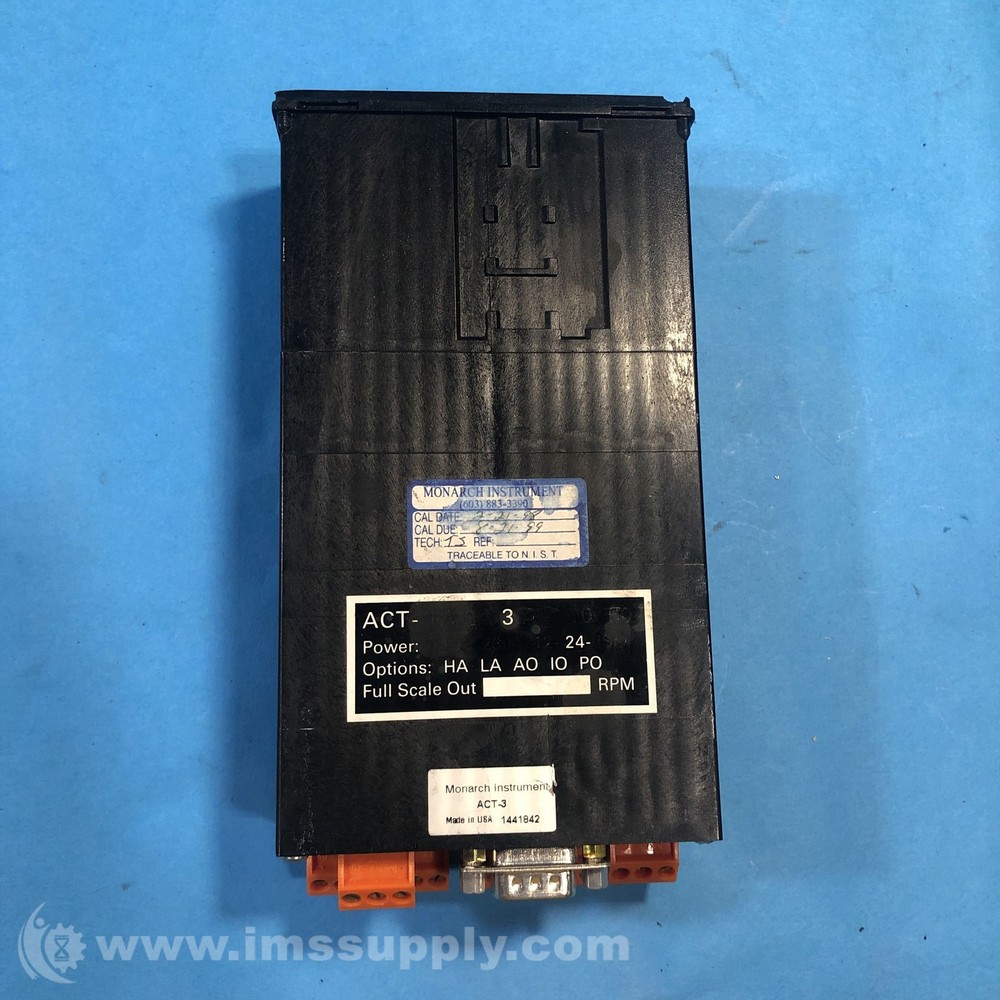 Monarch Instruments ACT-3 24 VAC Digital Tachometer Panel Meter 0470