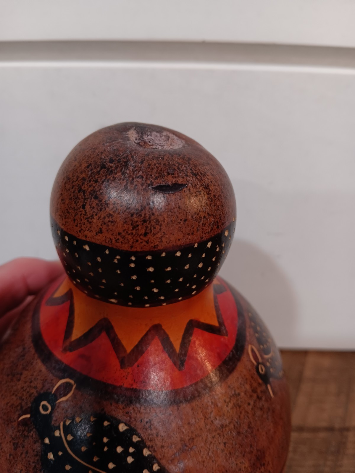 Handmade Decorative African Calabash Gourd Tribal Decor Folk Art Kenya