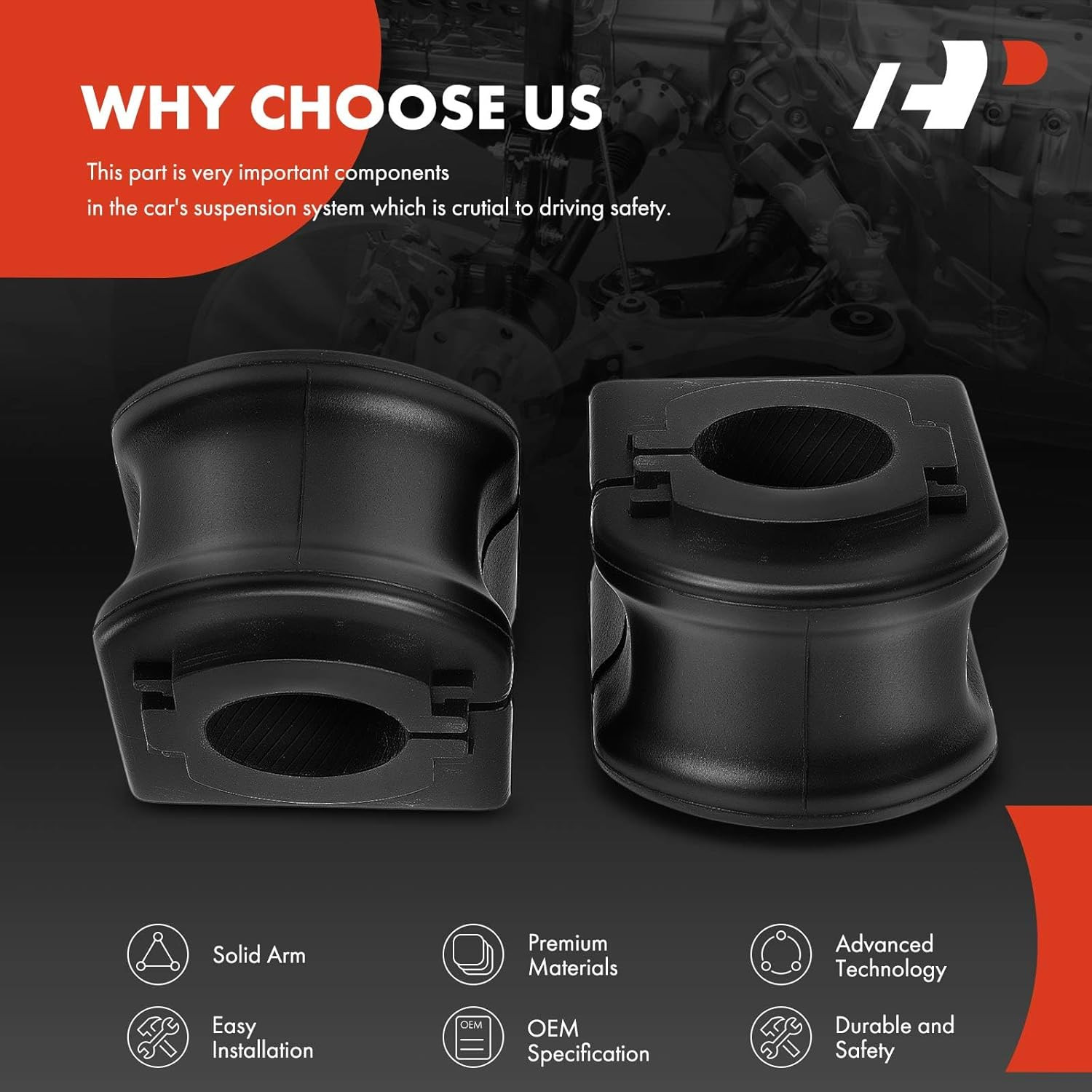 2 X Rear to Frame Suspension Stabilizer Bar Bushings Sway Bar Bushings, Compatib