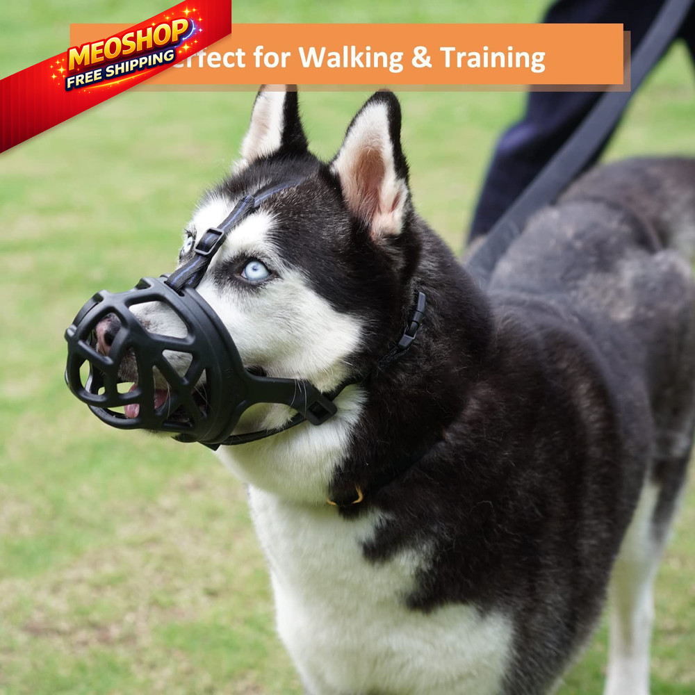 BARKLESS Dog Muzzle, Basket Muzzle for Biting, Chewing and L, Black