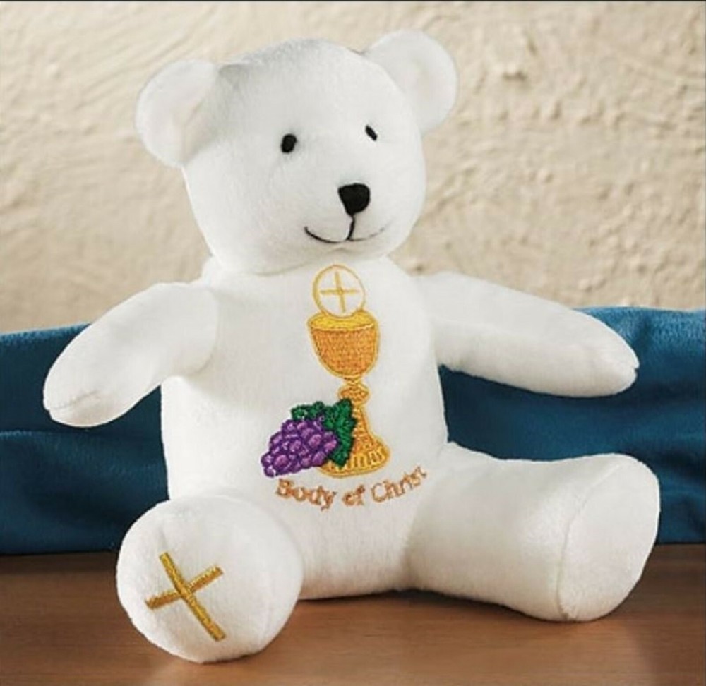 Plush White First Communion Bear